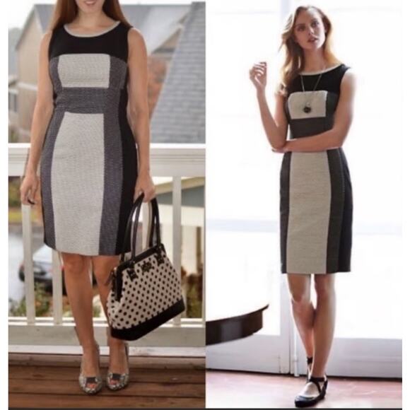 Yoana Baraschi size 6 black and cream colored classy sheeth dress polkadots - Picture 1 of 5